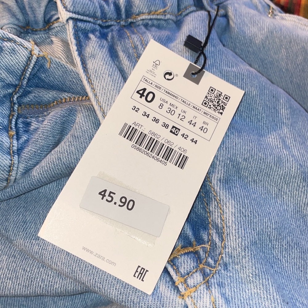 Zara BAGGY PAPERBAG JEANS - Picture 7 of 8